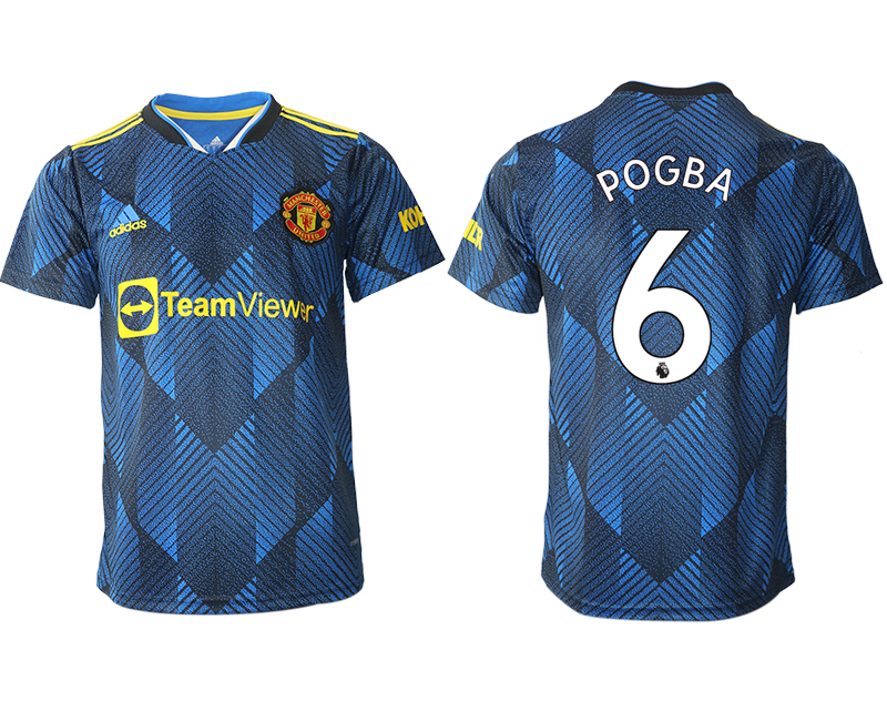 Men 2021-2022 Club Manchester United Second away aaa version blue #6 Soccer Jersey